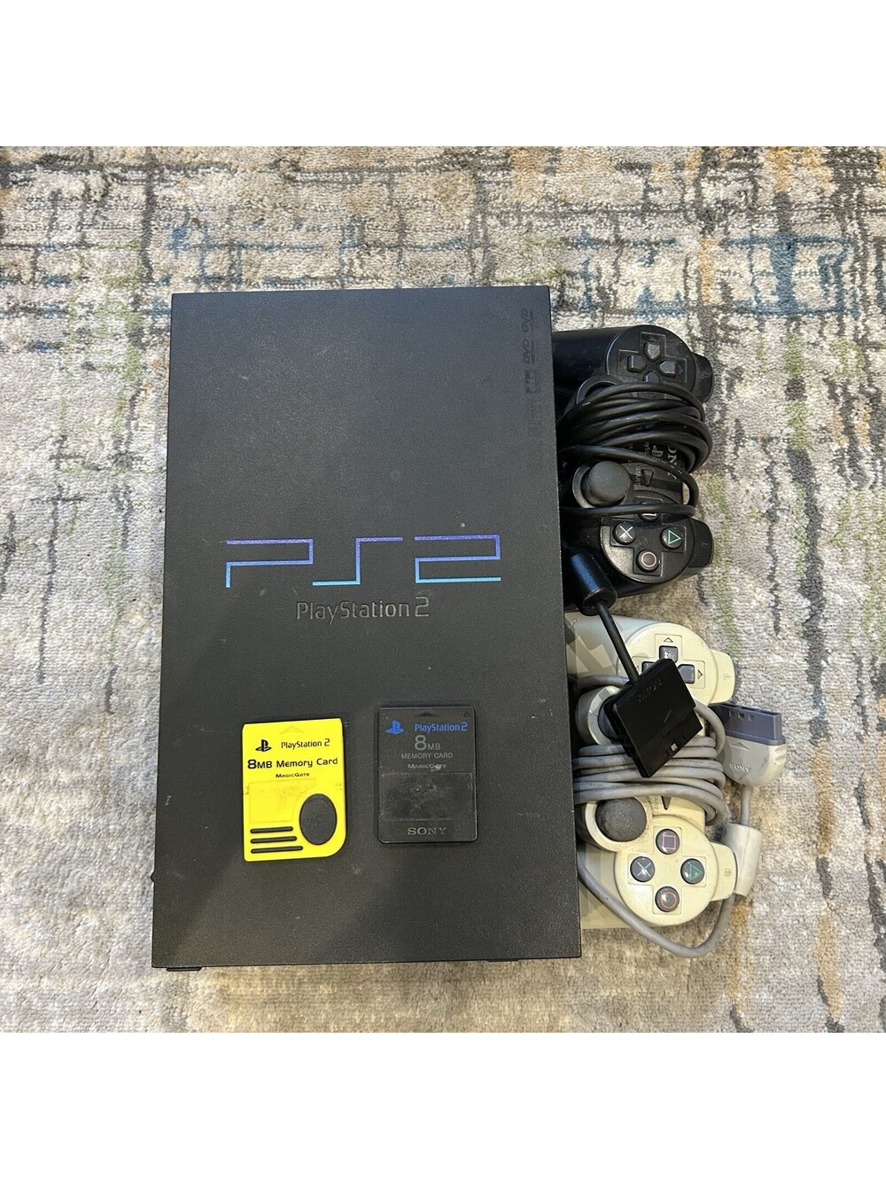 Sony PlayStation 2 PS2 Fat Black Console & Controllers & Memory Cards
